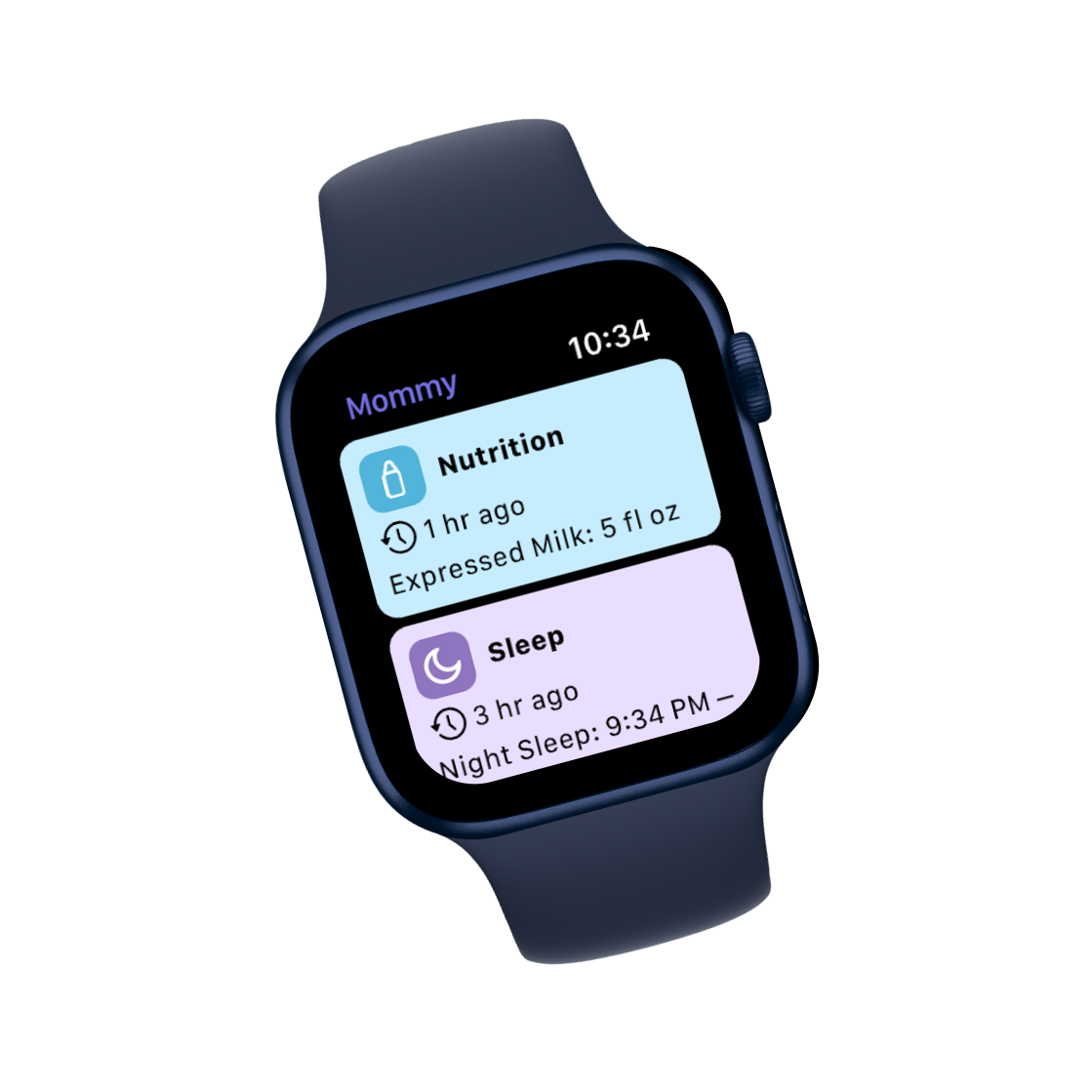 Mommy recent activity cards on Apple Watch
